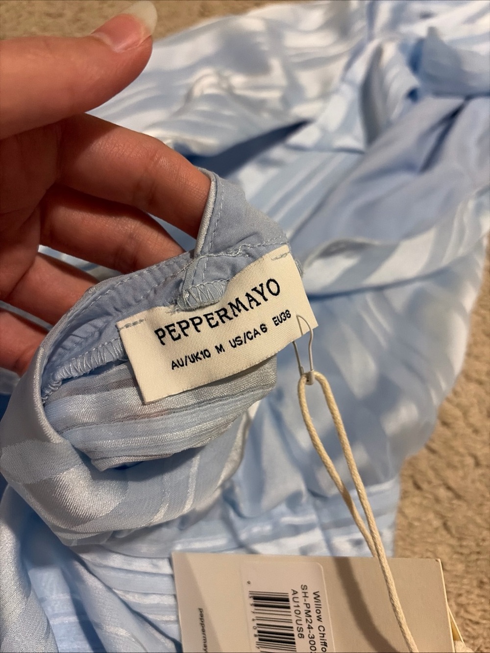 NWT Peppermayo Light Blue Willow Chiffon Mini Dress Size 6 Halter Neck Tie - Picture 6 of 8